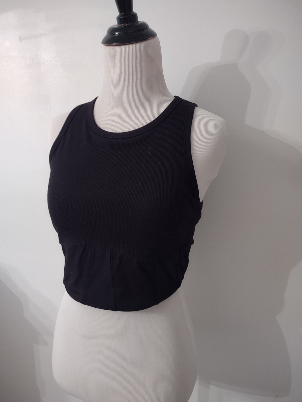 MTA Sport Black Ribbed Crewneck Crop Top